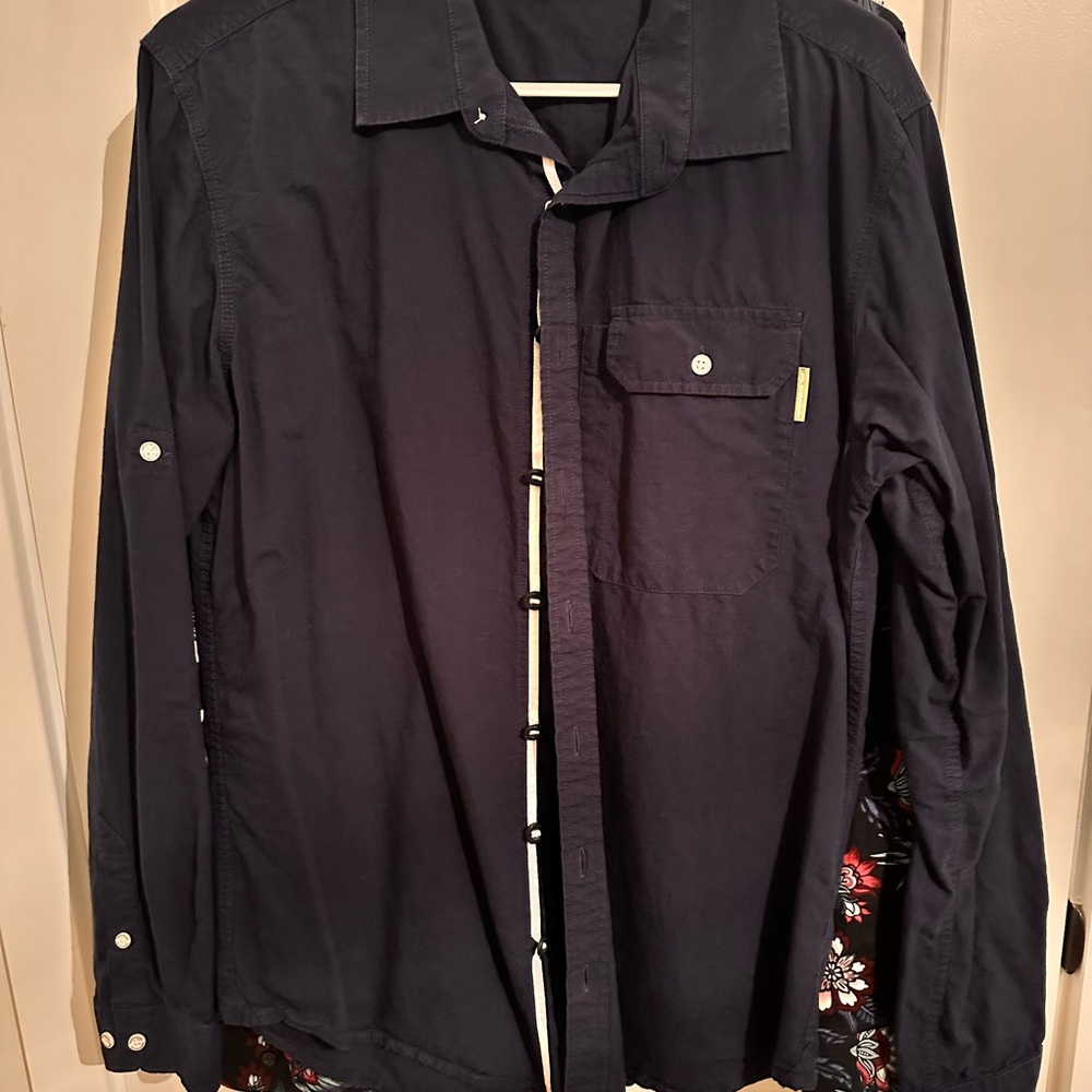 Kathmandu Navy Blue Casual Button Down Shirt